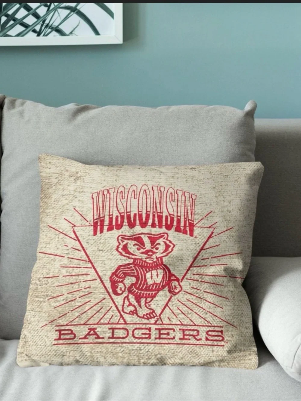 Wisconsin Badgers Red Logo Decorative Pillow - Team Home Accent